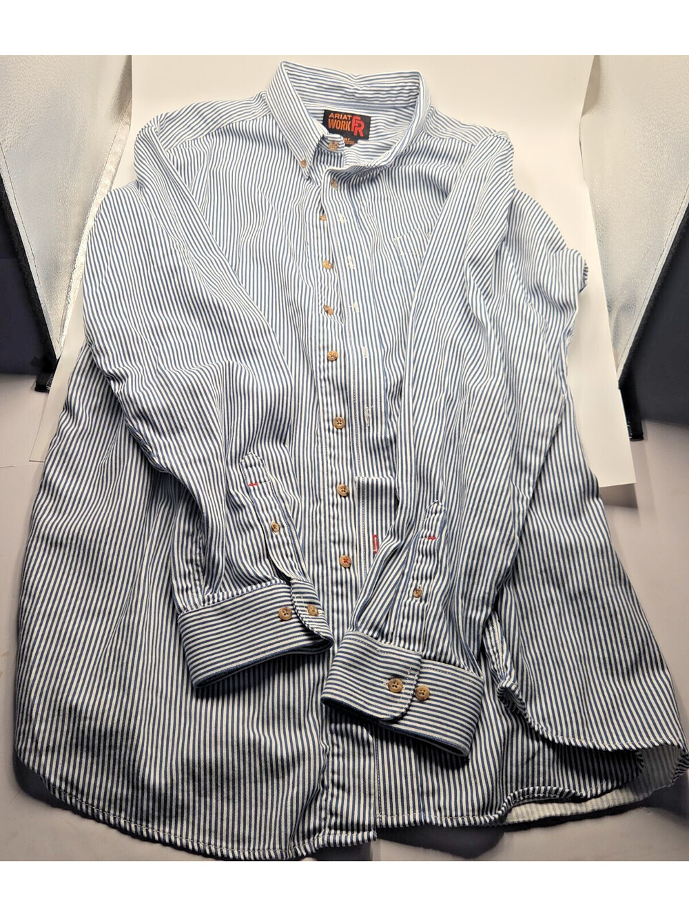 Ariat Work FR Men's 2XL Tall Flame Resistant Hickory Stripe Button Down Shirt